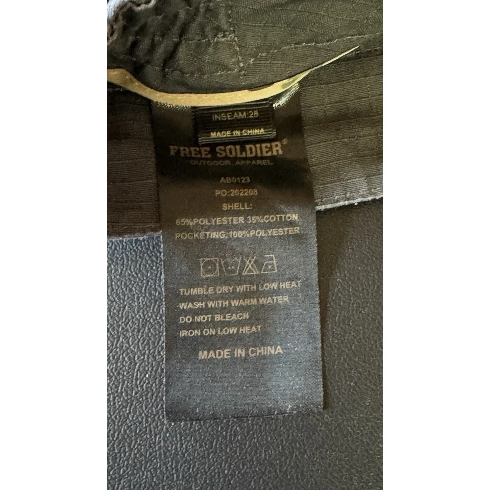 Free Soldier Cargo Pants 34x28 Tactical Ripstop‎ Gray Outdoor Hiking